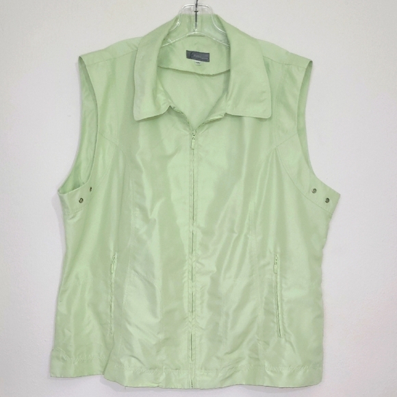 Safari Vest Pastel Green Zip Pockets Lined Preppy Academia Old Money Gorpcore - Picture 1 of 9